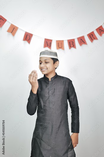 Happy Muslim family celebrating Eid Mubarak