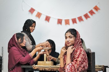 Happy Muslim family celebrating Eid Mubarak