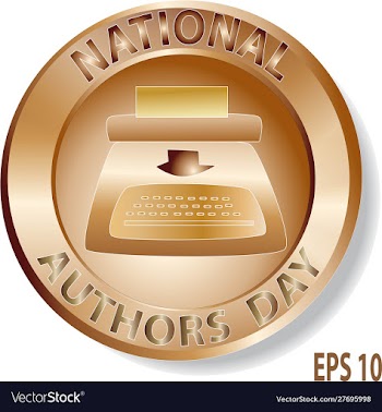 Happy national authors day sign and logo vector image