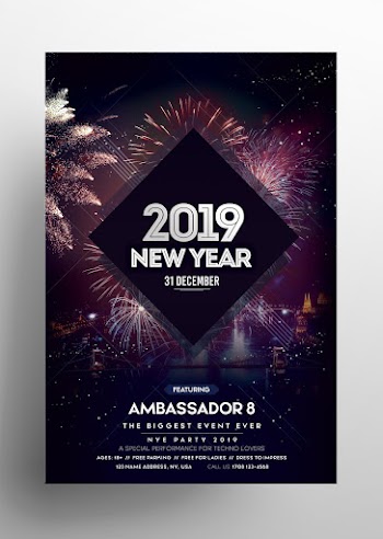 Happy New Year 2019 Free PSD Flyer Template