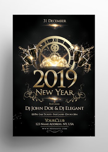 Happy New Year 2019 Free PSD Flyer Template