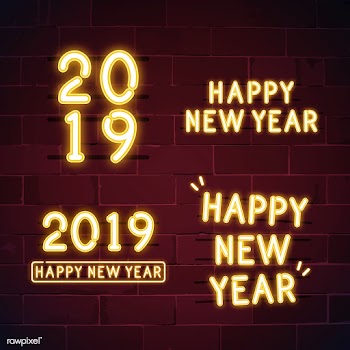 Happy new year 2019 neon sign vector set | Free stock vector - 532818