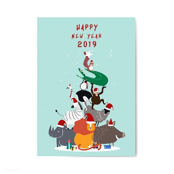 Happy new year 2019 postcard vector | Free stock vector - 518553