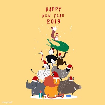 Happy new year 2019 postcard vector | Free stock vector - 518559