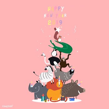Happy new year 2019 postcard vector | Free stock vector - 518565