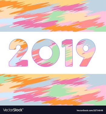  					Happy new year 2019 vector image														
