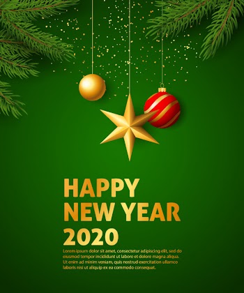 Happy new year 2020 festive banner Free Vector