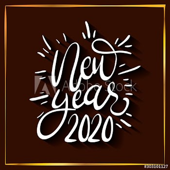 happy new year 2020 lettering celebration