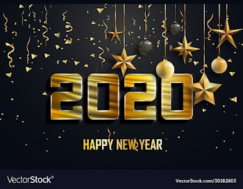 happy new year 2020 logo text design cover