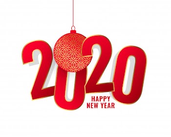 Happy new year 2020 red text background Free Vector