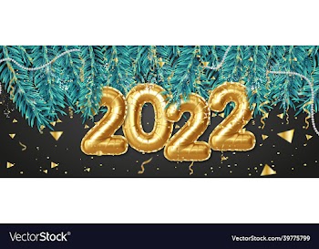 happy new year 2022 banner gold foil balloons