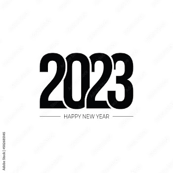 Happy New Year 2023 text design. for Brochure design template, card, banner. Vector illustration. Isolated on white background.
