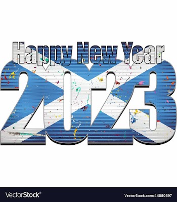 happy new year 2023 with scotland flag inside