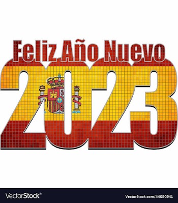 happy new year 2023 with spain flag inside