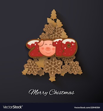  					Happy new year and merrt christmast greeting card vector image														