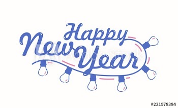 Happy New Year festive lettering written with cursive calligraphic font