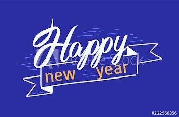 Happy New Year festive message written with elegant cursive font or scrip