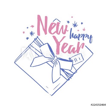 Happy New Year festive wish handwritten with calligraphic script