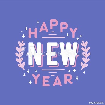 Happy New Year festive wish handwritten with modern font