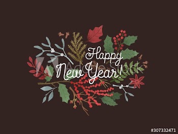 Happy New Year greeting backdrop