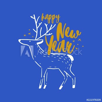 Happy New Year holiday wish handwritten with cursive decorative calligraphic font
