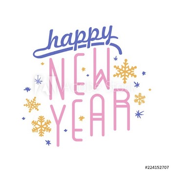 Happy New Year inscription written with creative calligraphic font