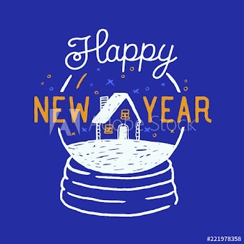 Happy New Year inscription written with elegant calligraphic font