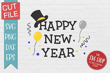 Happy New Year - SVG, PNG, DXF, EPS