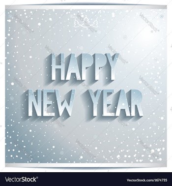 Happy new year white lettering on grey background vector image
