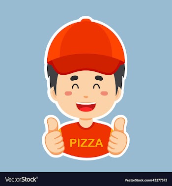 happy pizza delivery character sticker