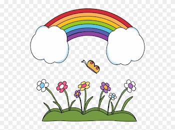 Happy Rainbow Scene - Rainbow In The Sky Clipart