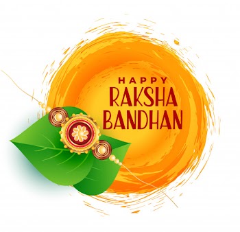 Happy raksha bandhan greeting design with leaves Free Vector