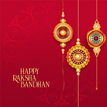 Happy raksha bandhan red background with decorative rakhi Free Vector