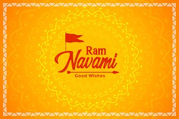 Happy ram navami yellow festival card Free Vector