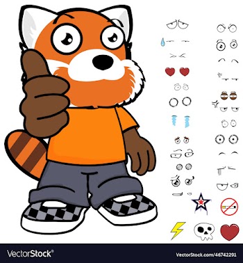 happy red panda kid character cartoon clothing