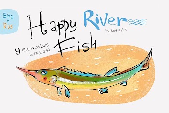 Happy River Fish - 9 illustrations