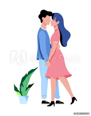Happy romantic couple standing