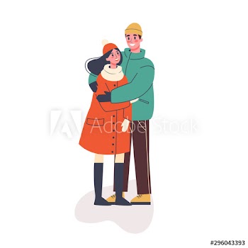 Happy romantic couple standing