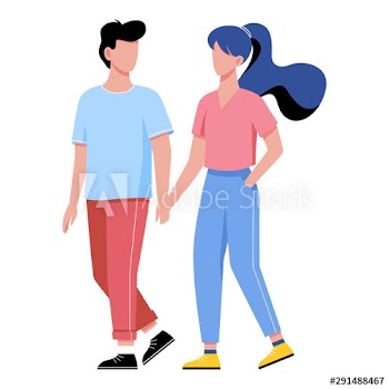 Happy romantic couple walking