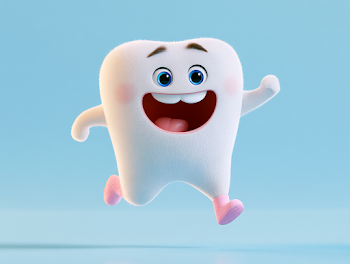 Happy Running Tooth Character