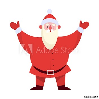 Happy Santa Claus in traditional red costume standing and greeting