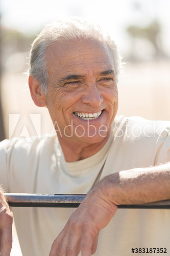 Happy senior man outdoors