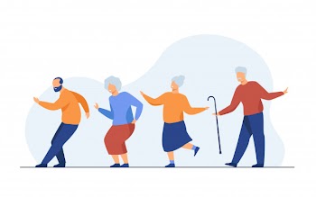 Happy senior people dancing at party Free Vector