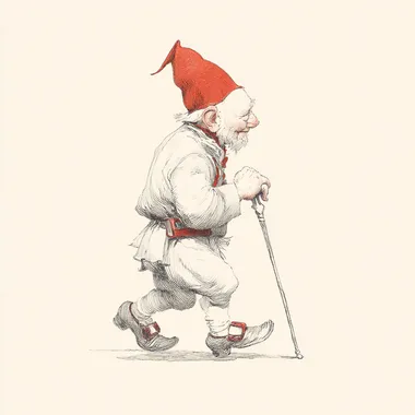 Happy Slender Gnome Walking with Cane Happy Slender Gnome Walking with Cane