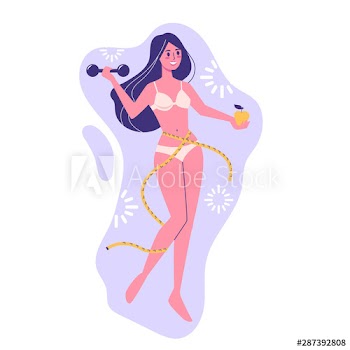 Happy slim woman with a measuring tape around the waste