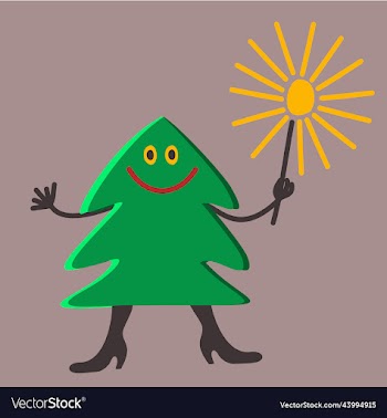 happy smiling christmas tree with sparkler in hand