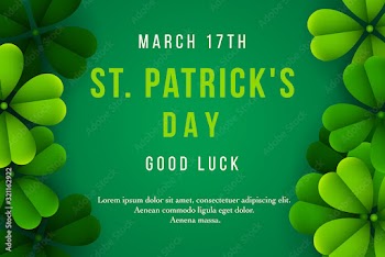 Happy St. Patrick's Day background with clover leaves