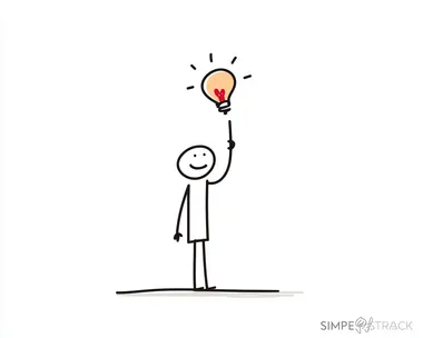 Happy Stick Figure with Light Bulb Idea Happy Stick Figure with Light Bulb Idea