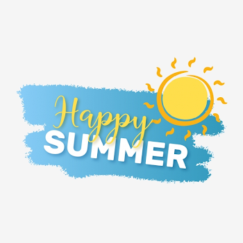 Happy Summer Lettering On Brush Splash With Sun Illustration ...