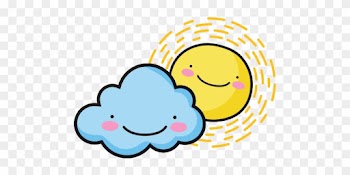 Happy Sun With Cloud Kawaii Natural Weather - Weather